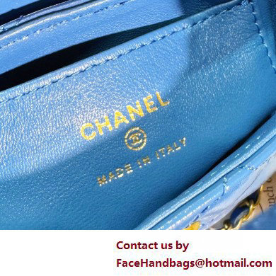 Chanel Shiny Aged Calfskin  &  Gold-Tone Metal Clutch with Chain Bag AP3435 Blue 2025